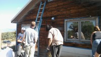 Colorado College Volunteers Refinishing Spruce House 2016
